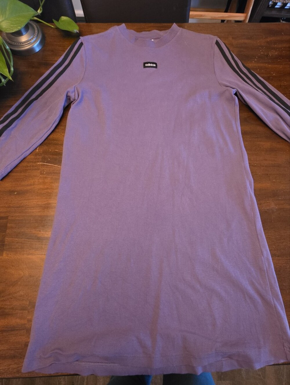 adidas Originals Purple Midi Dress with Black Sleeve Stripes